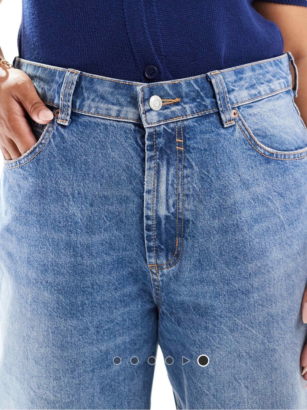ASOS Blue Stretch Denim Jeans with Branded Button